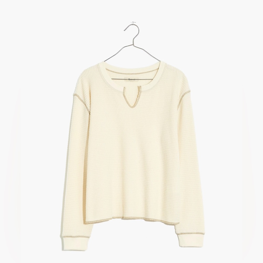 PREOWNED (Re)sourced Waffle Split-Neck Crop Tee
